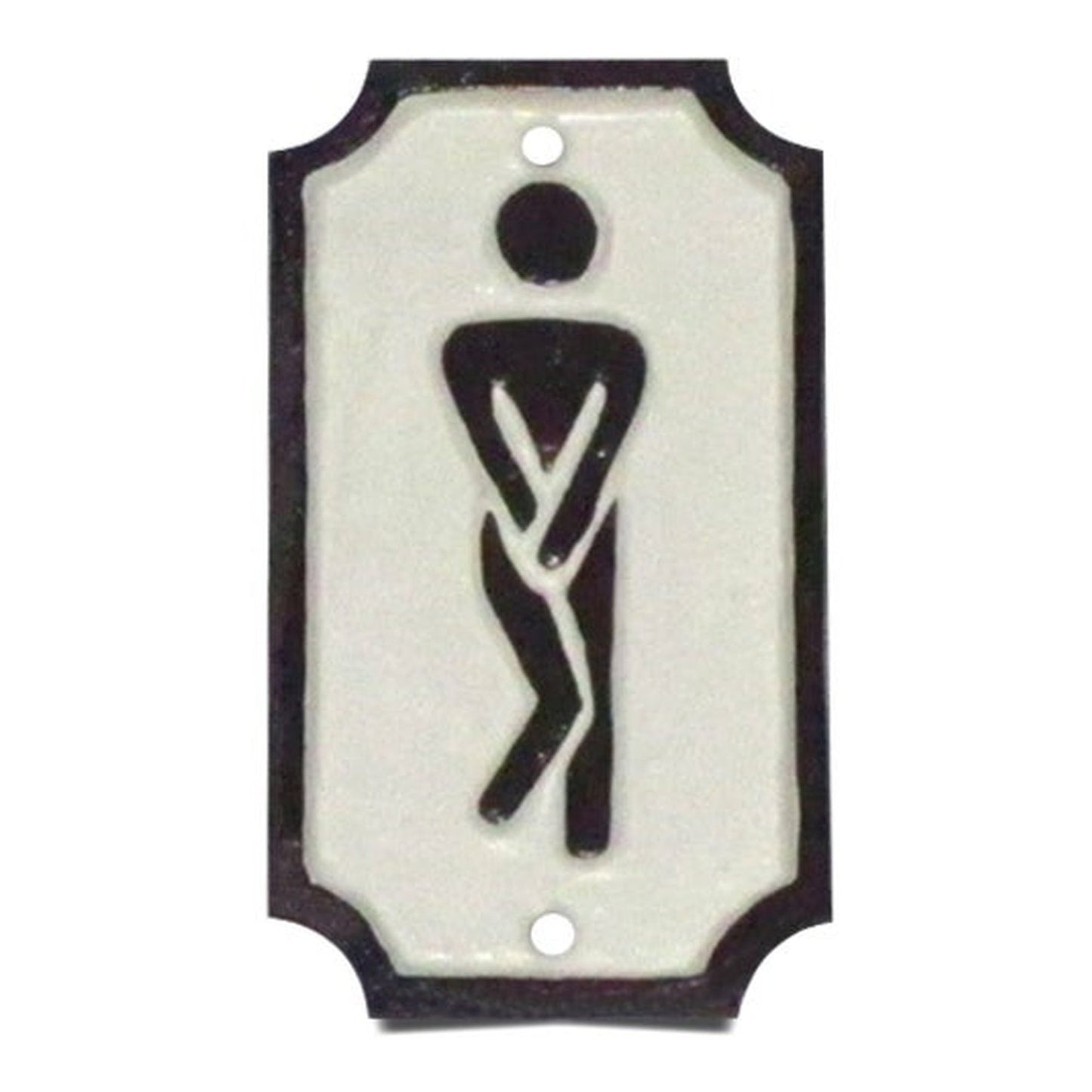 Cast Iron Toilet Sign-Twisted Man, White, Last Chance