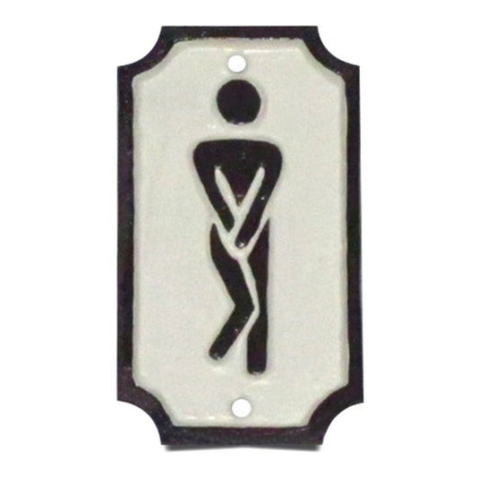 Cast Iron Toilet Sign-Twisted Man, White Background