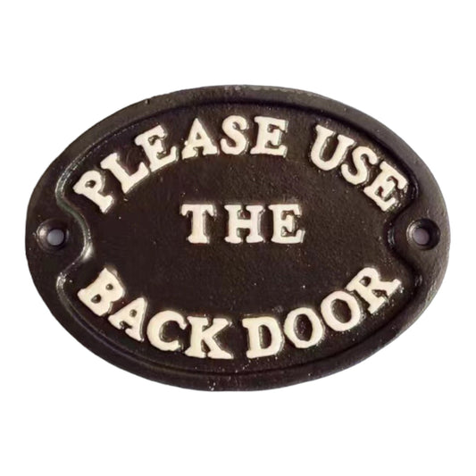 ~Please Use The Back Door~ Sign, Black