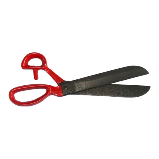 Large Decorative Cast Iron Scissors, Black With Red Handle