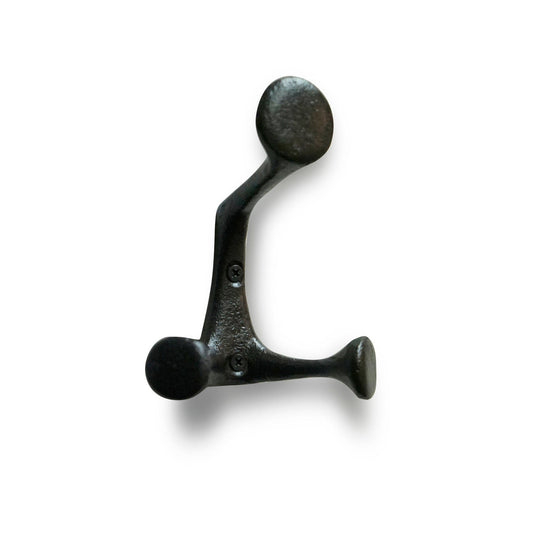 Triple Cast Iron Wall Hook, Antique Black