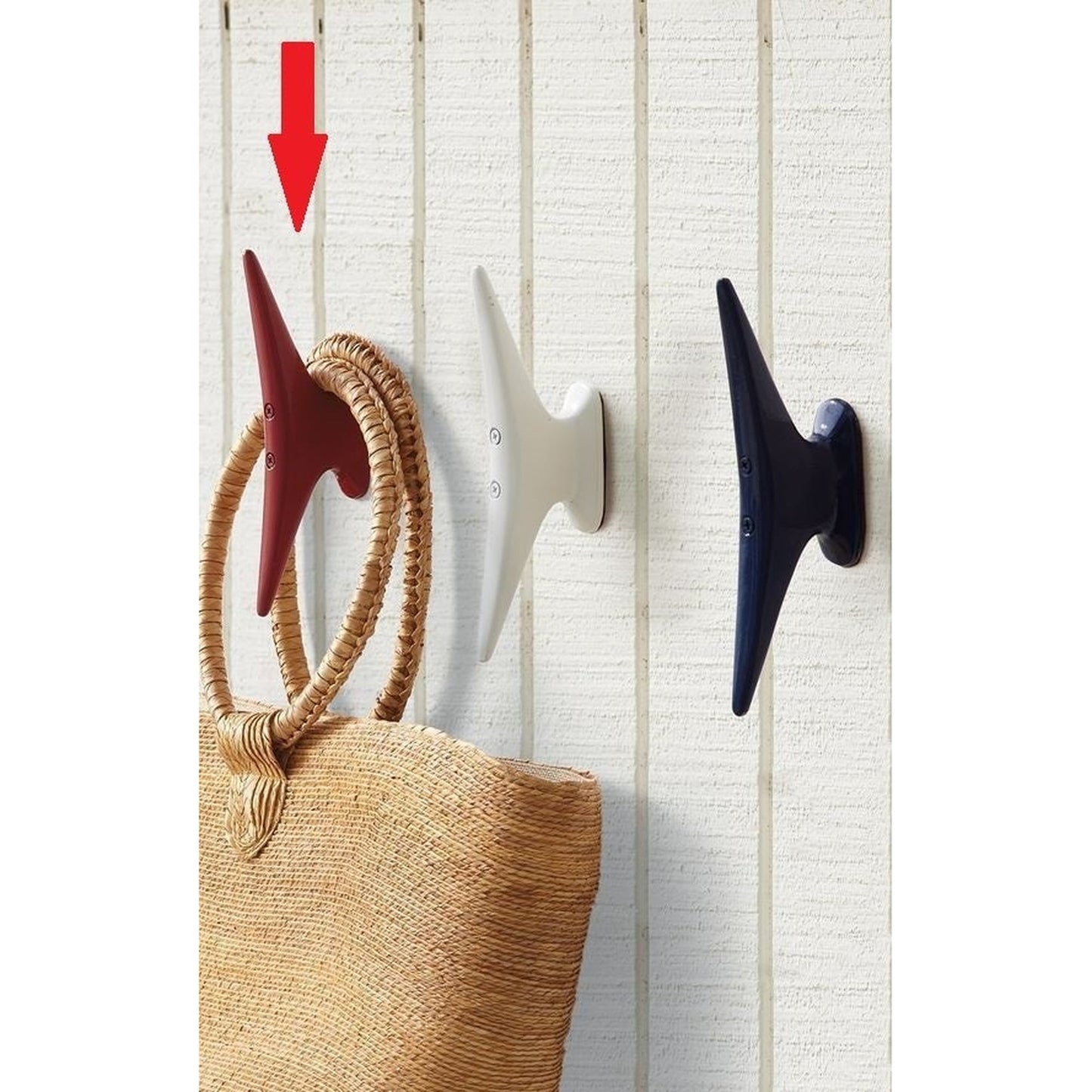 Nautical Cleat Hook, Red Finish