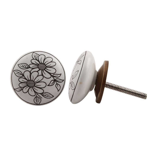 Handmade Ceramic Knobs, Floral