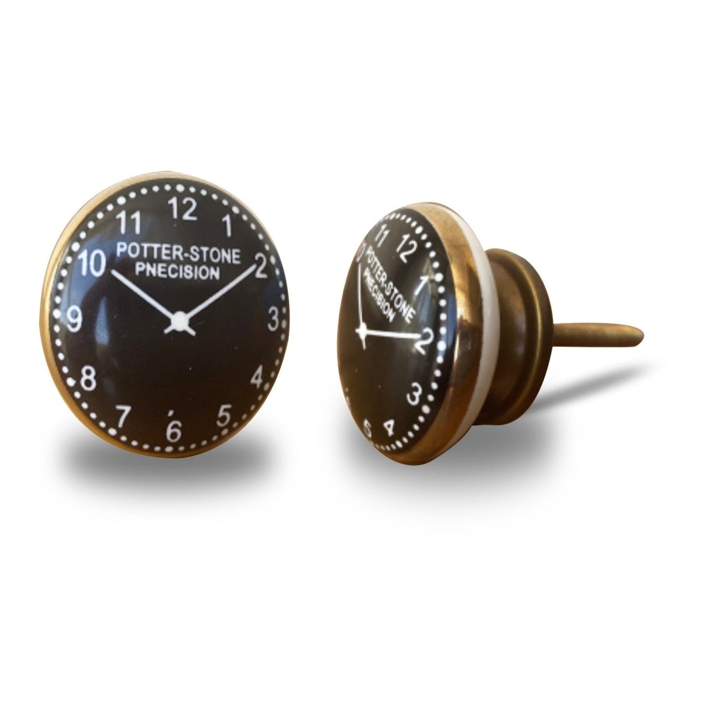 Ceramic Vintage Clock Knob, Black & Golden Edge