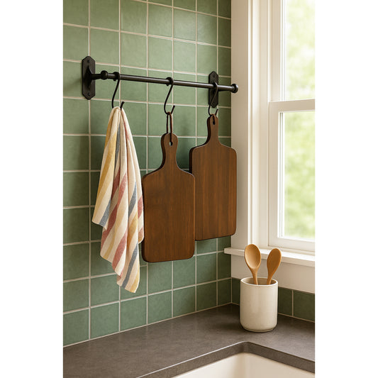 Hand-Forged Hook Rack With 3 Hangers