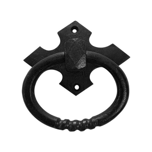 Medieval Ring Pull Door Knocker, Iron,Rustic Black