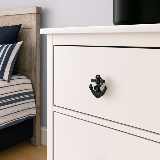 Anchor Door Pull Knob, Black