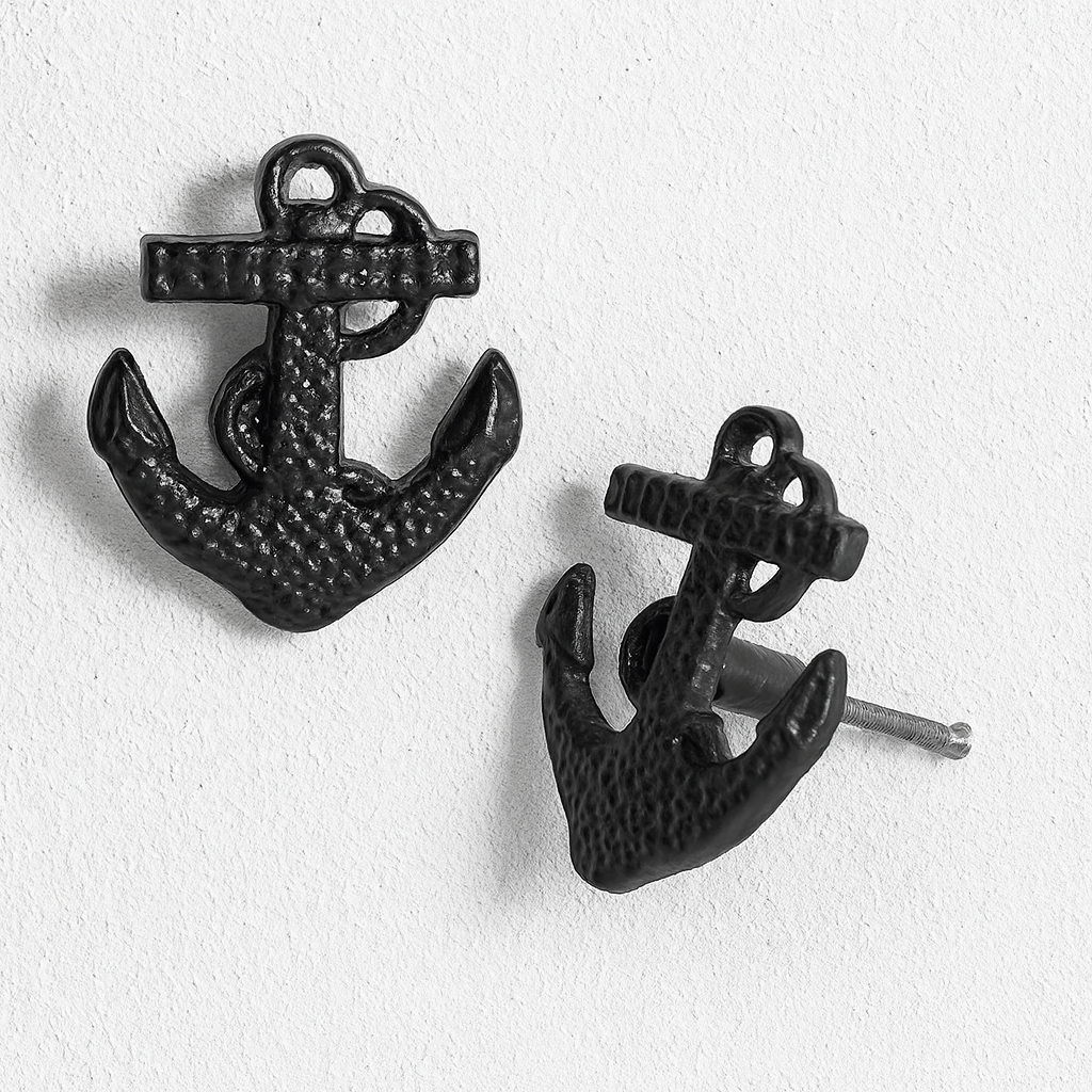Anchor Door Pull Knob, Black