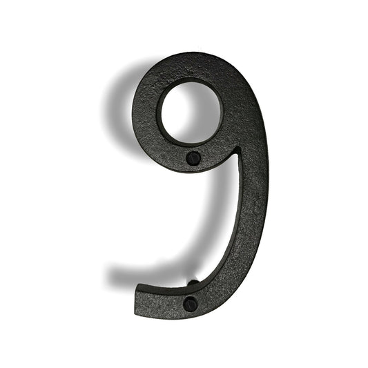 Colonial Wrought Iron Floating Number, 6.5 in, BLK, # 9