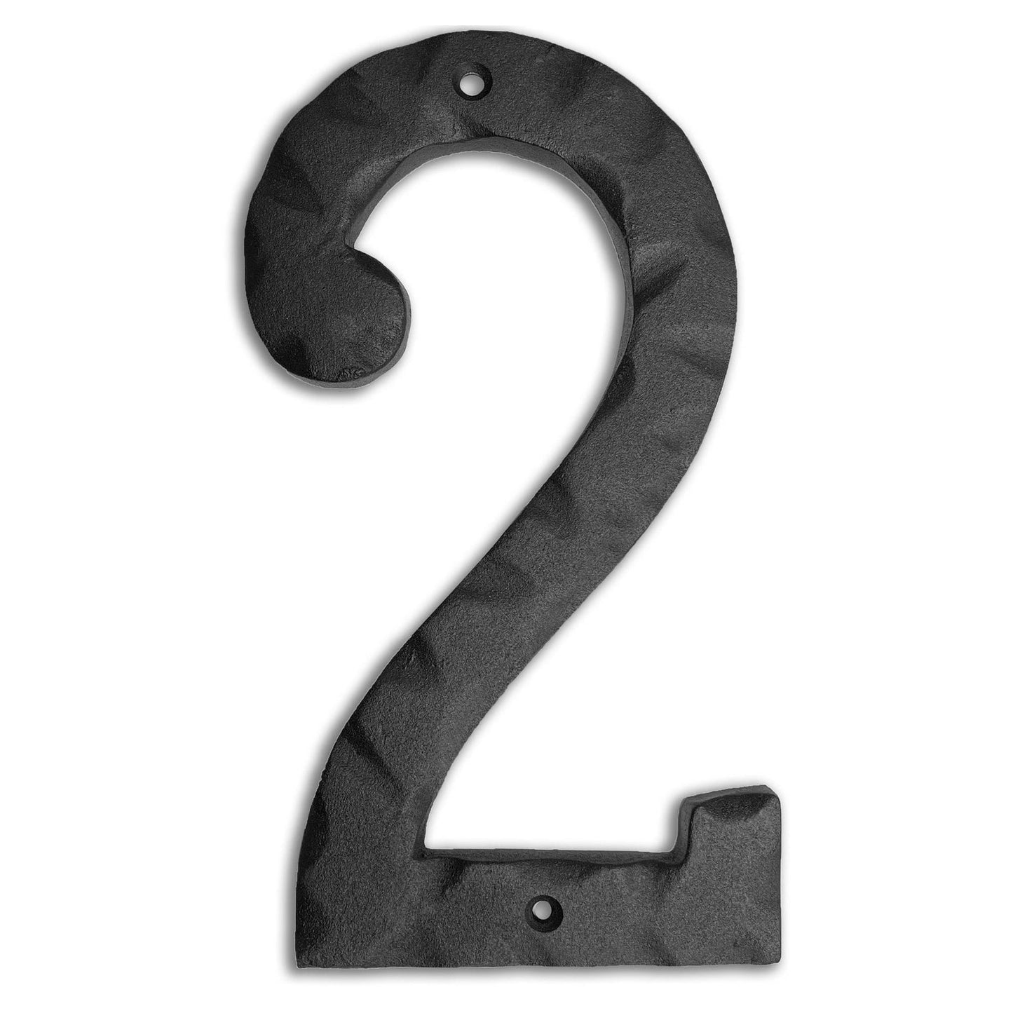 Matte Black Hammer Tone Cast Iron House Number, 8 inch, #2