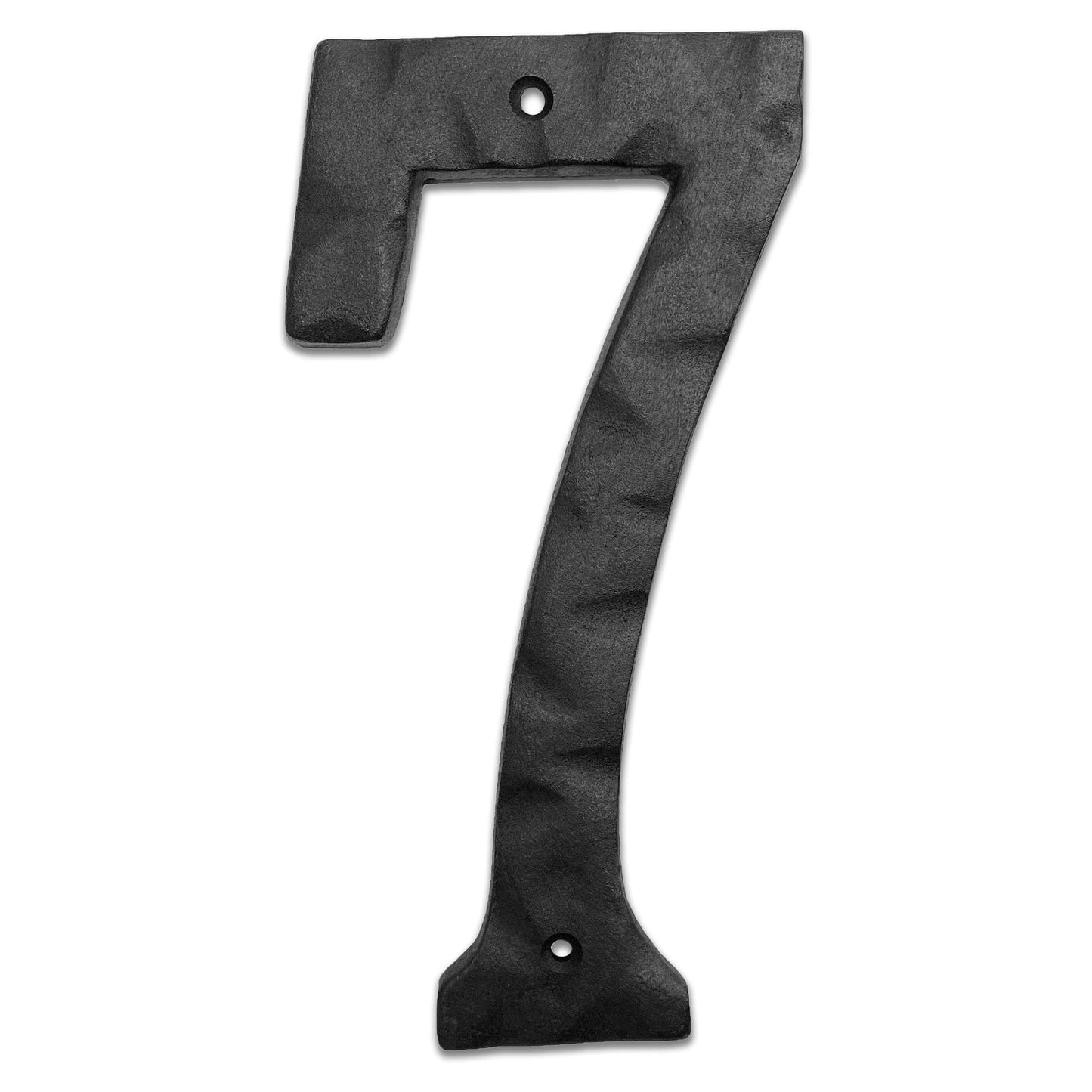 Matte Black Hammer Tone Cast Iron House Number, 8 inch, #7