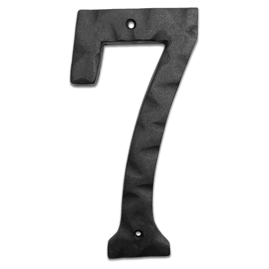 Matte Black Hammer Tone Cast Iron House Number, 8 inch, #7