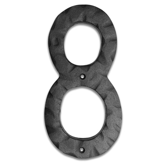 Matte Black Hammer Tone Cast Iron House Number, 8 inch, #8