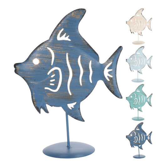 Fish Deco On Base 4Ass Metal, (YVR Showroom