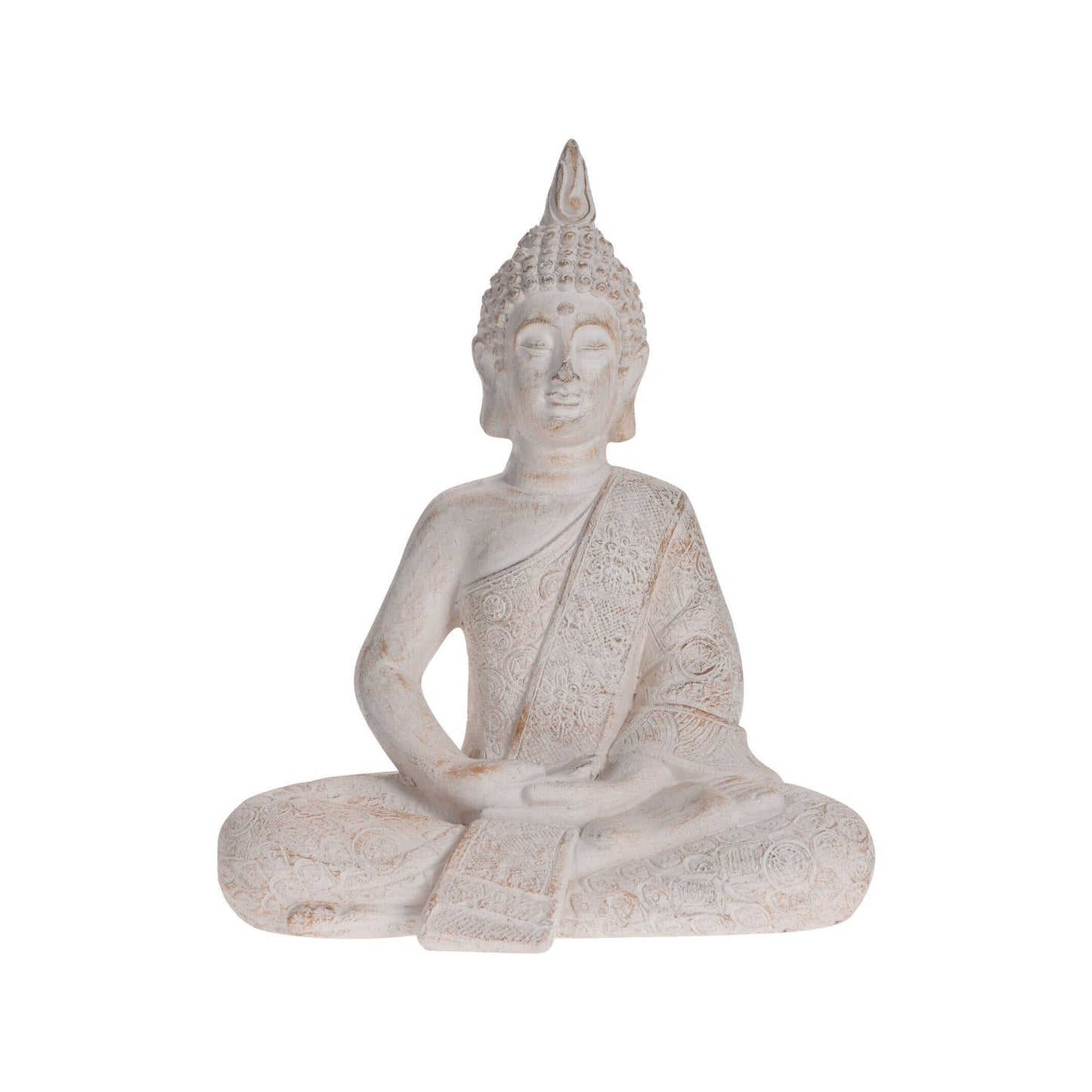 Buddha Sitting, Mgo, Cream Antique Finish