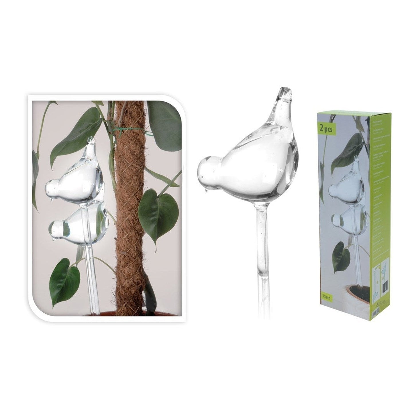 Glass bird plant waterer