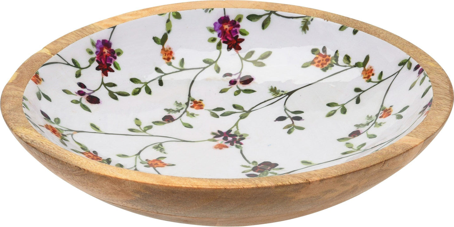 Flower Print Wood Bowl