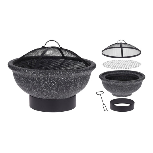 Fire Bowl Round, Mgo Body With BBQ Rac