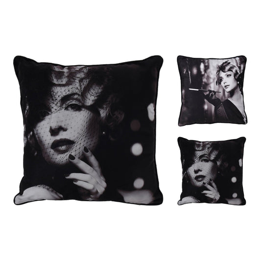 Cushion, Poly, With Photo Print, Black/White, 2Ass