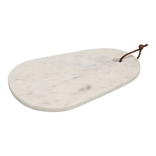 Cuttingboard Marmer, Oval Shape, White Color, With Leather