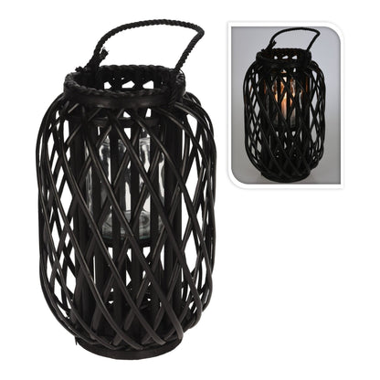 Lantern Split Willow. Black With Rope On Top Each