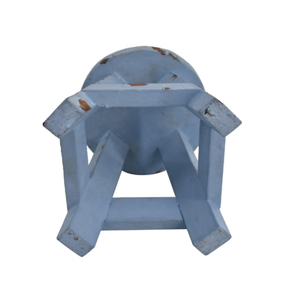 Round Wooden Stool, Blue