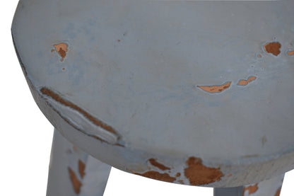 Round Wooden Stool, Blue