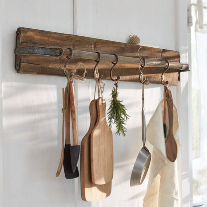 Wooden Wall Rack With Metal Hook, Temporarily Out of Stock