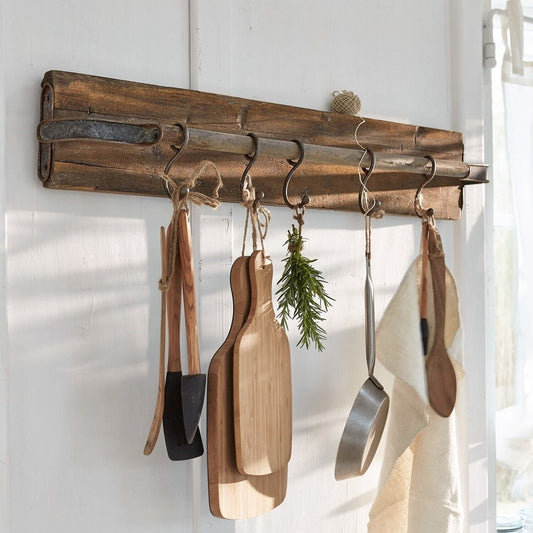 Wooden Wall Rack With Metal Hook, Temporarily Out of Stock