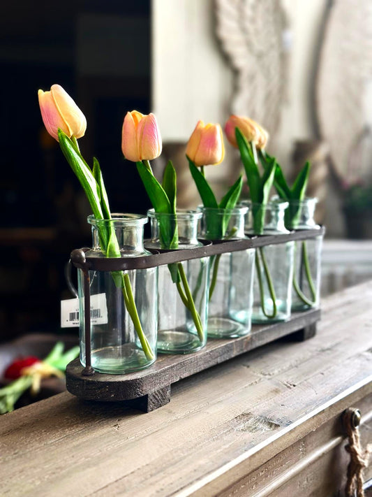 Metal Base With Glass Vases
