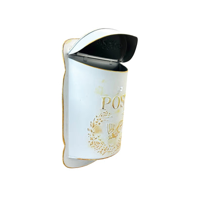 Antique Mailbox, White and Gold Wash