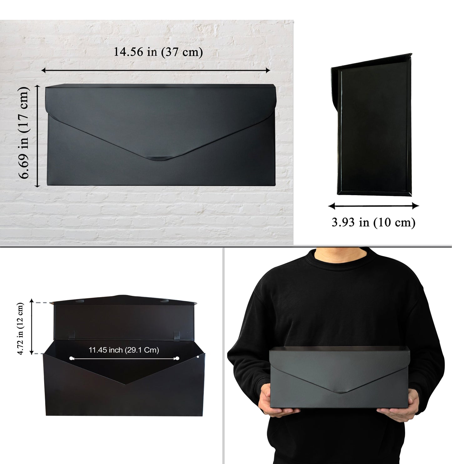 Long Envelope Mailbox Black