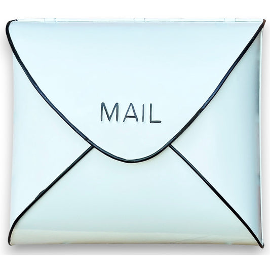 Envelope Mailbox, Off White With Black Tubing
