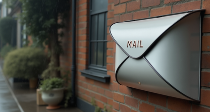 Envelope Mailbox, Off White With Black Tubing