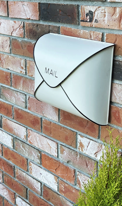 Envelope Mailbox, Off White With Black Tubing