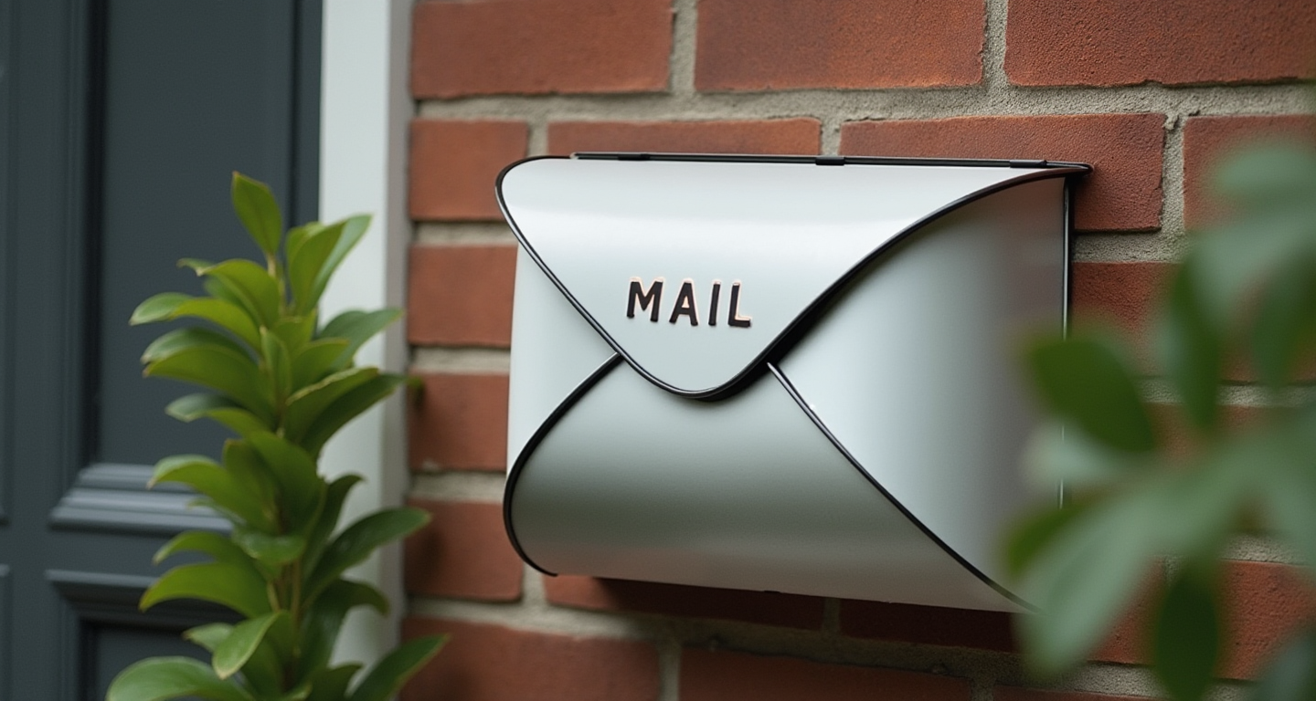 Envelope Mailbox, Off White With Black Tubing