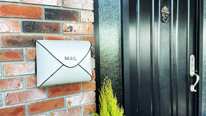 Envelope Mailbox, Off White With Black Tubing