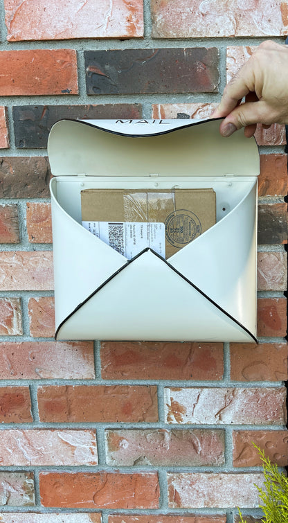Envelope Mailbox, Off White With Black Tubing