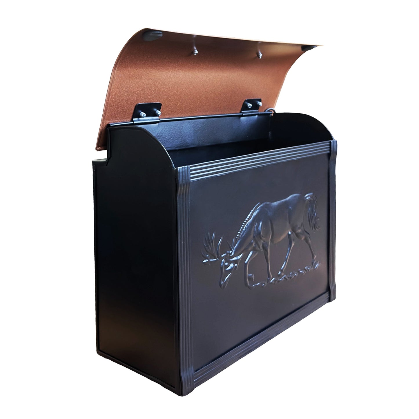 Moose Mailbox With Handle, Black & Copper