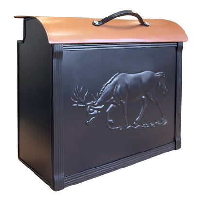 Moose Mailbox With Handle, Black & Copper