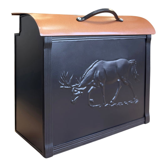 Moose Mailbox With Handle, Black & Copper