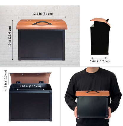 Mailbox with Handle, Black & Copper