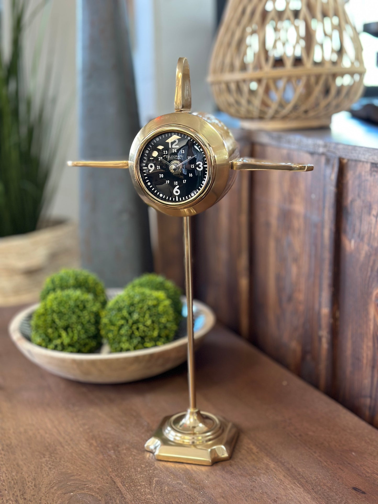 Table Clock, 3" Face, Matt Antq Brass