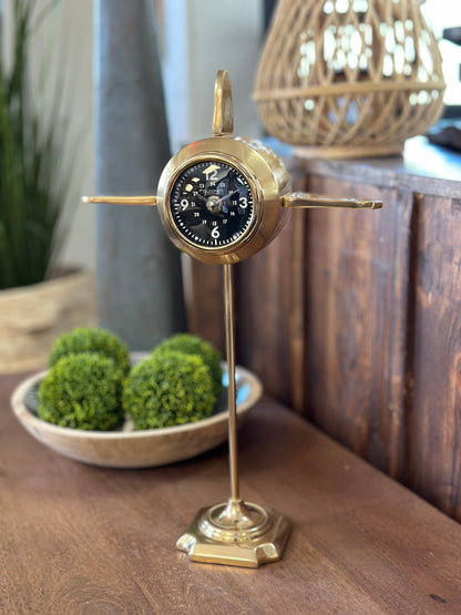 Table Clock, 3" Face, Matt Antq Brass