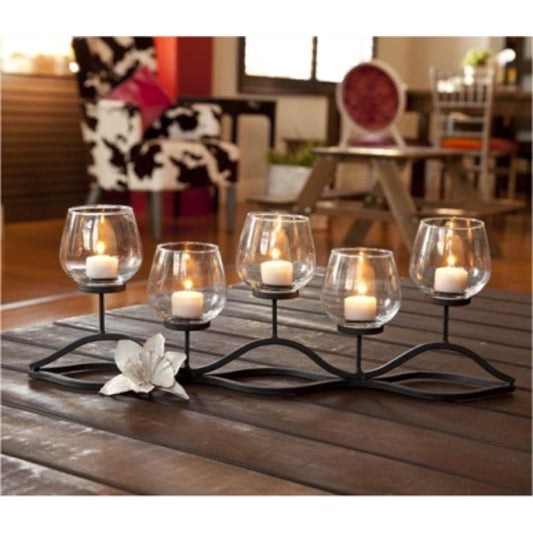 Metal And Glass 5 Candleholder