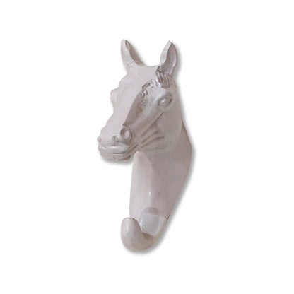 SAFARI WALL HOOK, HORSE, WHITE POWDER COATED