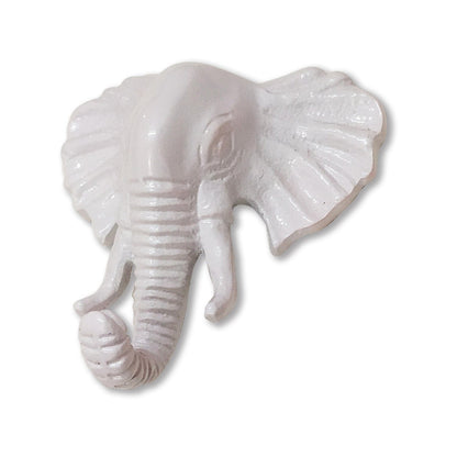 SAFARI WALL HOOK, ELEPHANT, WHITE POWDER COATED