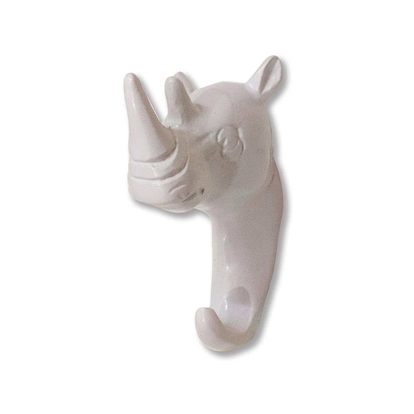 Safari Wall Hook, Rhino, White Powder Coated