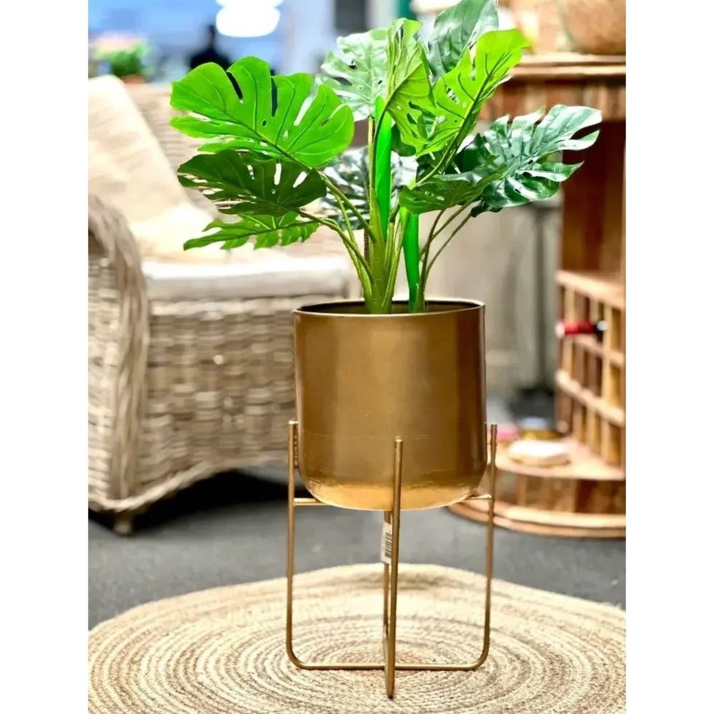 Iron Planter Medium, Gold Finish, (YVR Showroom)