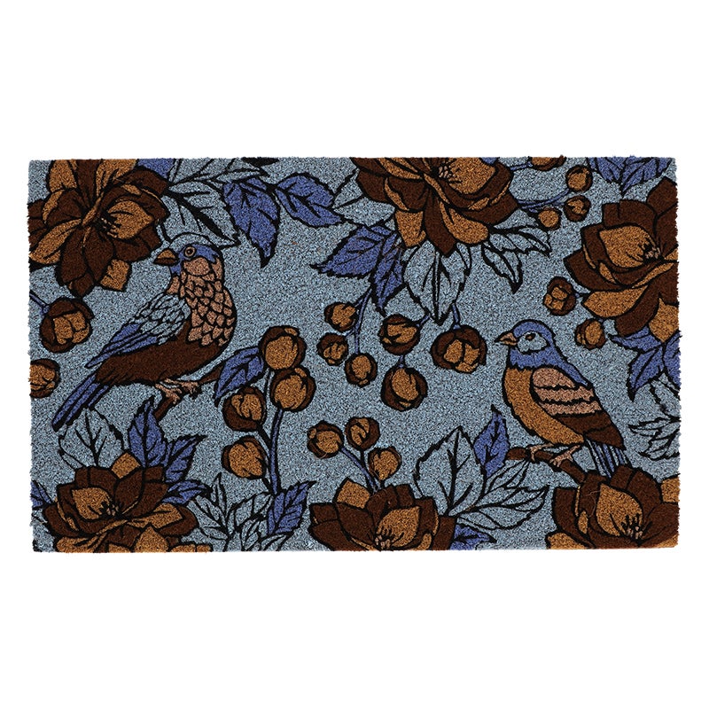 Doormat Coir Floral Blue L
